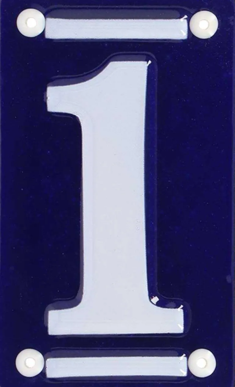 Numéro de maison en fer émaillé (Chiffre 1)