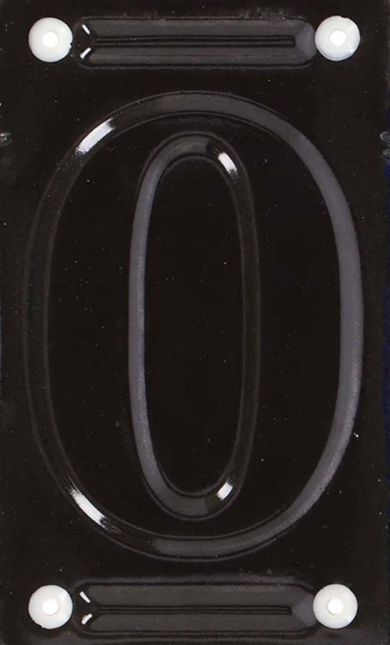 Numéro de maison en fer émaillé (Chiffre 0)