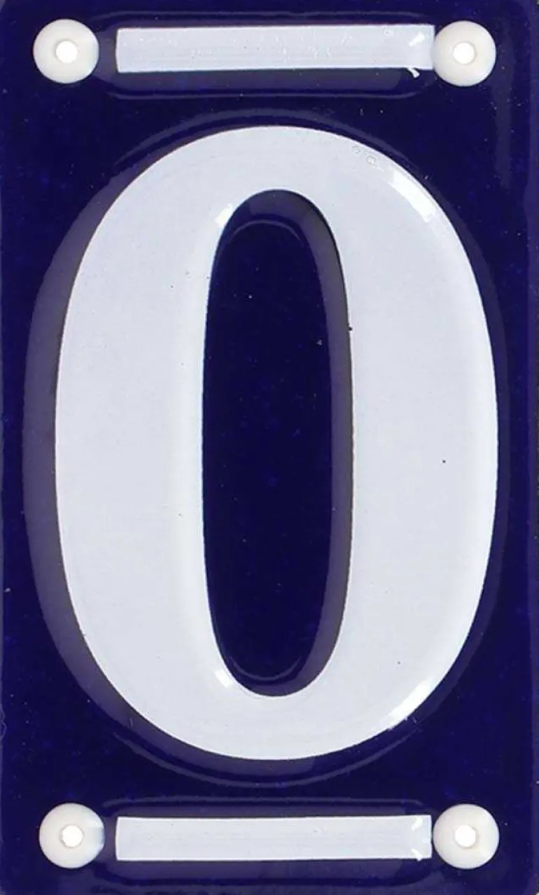 Numéro de maison en fer émaillé (Chiffre 0)