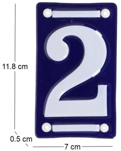 Numéro de maison en fer émaillé (Chiffre 2)