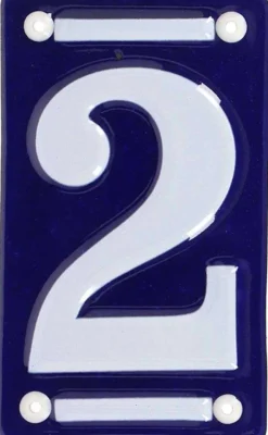 Numéro de maison en fer émaillé (Chiffre 2)