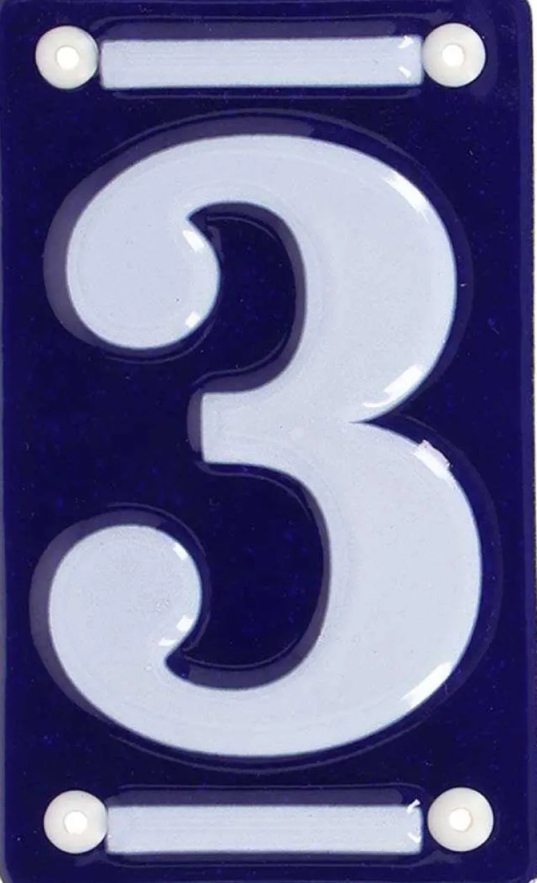 Numéro de maison en fer émaillé (Chiffre 3)
