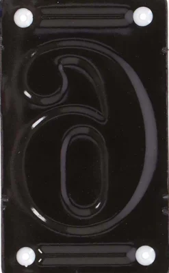 Numéro de maison en fer émaillé (Chiffre 6)