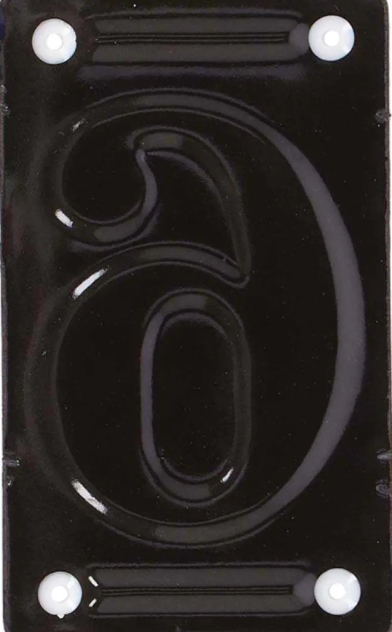 Numéro de maison en fer émaillé (Chiffre 6)