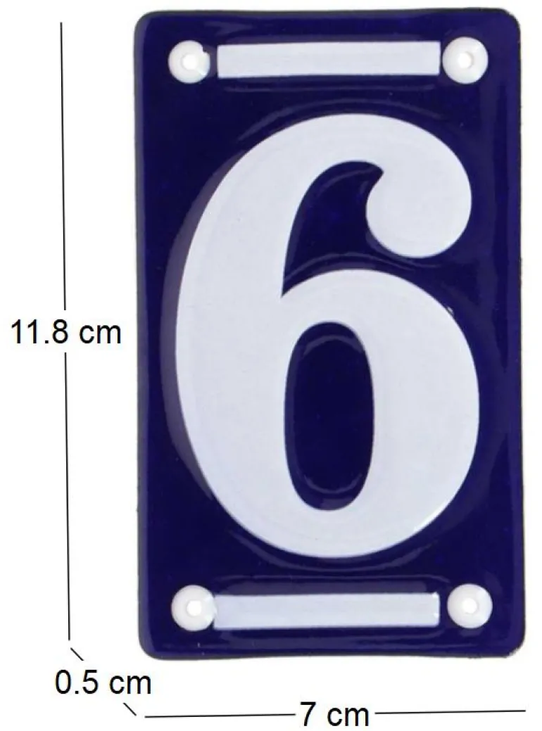 Numéro de maison en fer émaillé (Chiffre 6)