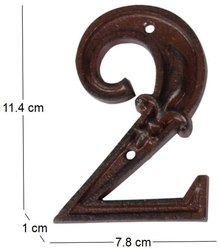 Numéro de maison en fonte (Chiffre 2)