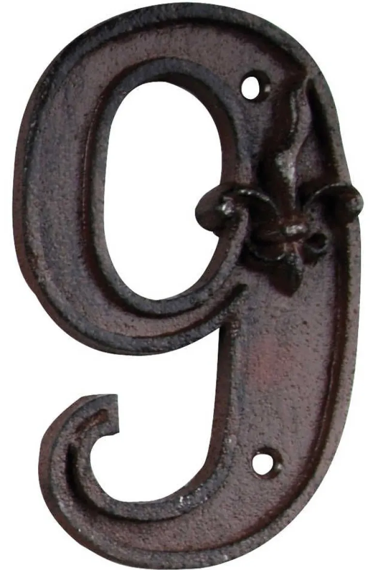 Numéro de maison en fonte (Chiffre 9)