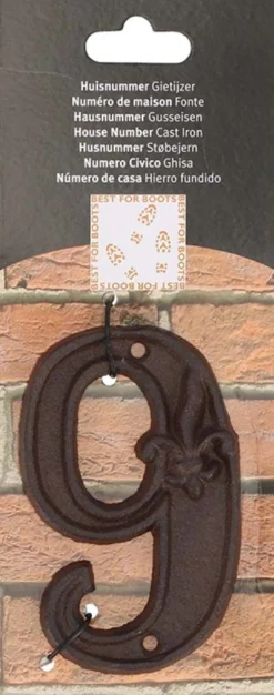 Numéro de maison en fonte (Chiffre 9)