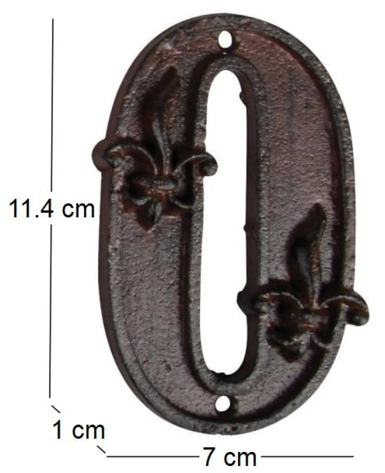 Numéro de maison en fonte (Chiffre 0)
