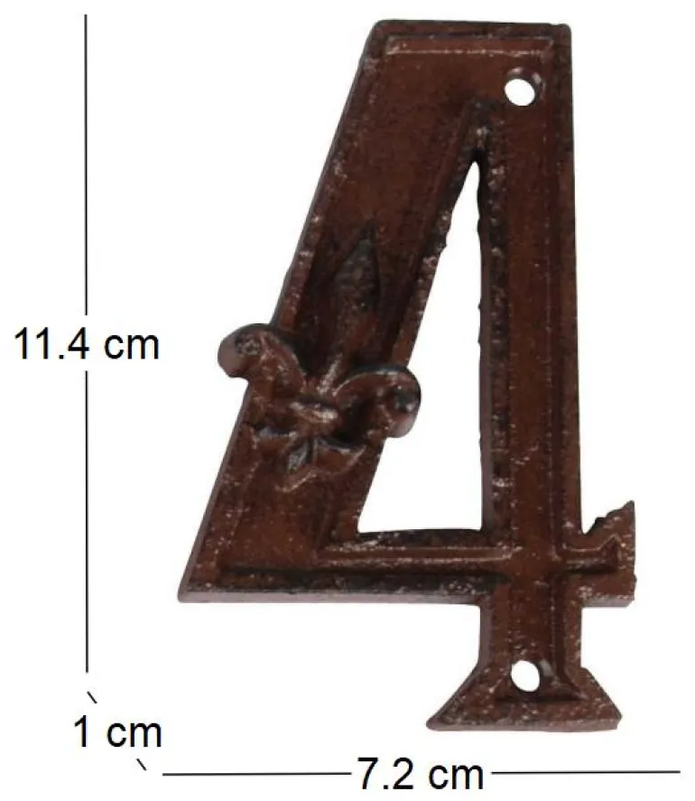 Numéro de maison en fonte (Chiffre 4)