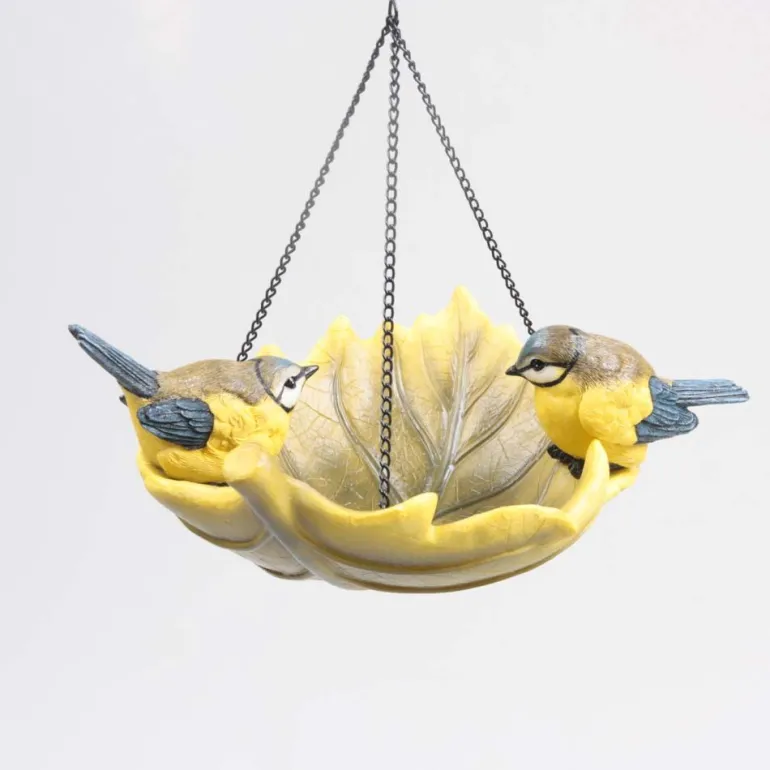 Oiseau dans bain en résine à suspendre (Mésange charbonnière)