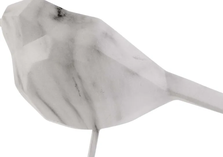 Oiseau en résine blanc effet marbre Origami (Petit modèle)