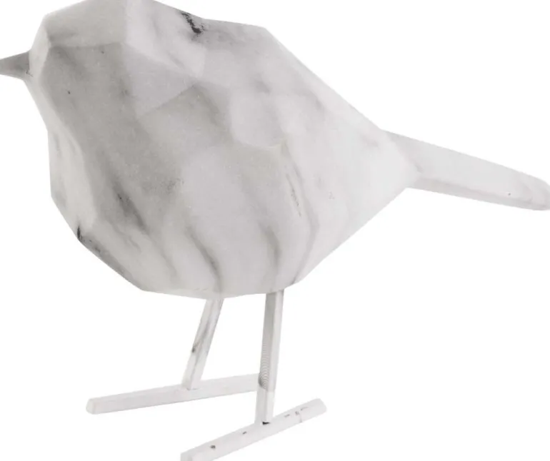 Oiseau en résine blanc effet marbre Origami (Petit modèle)