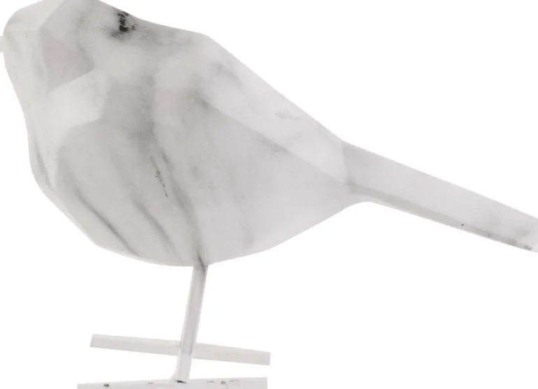 Oiseau en résine blanc effet marbre Origami (Petit modèle)