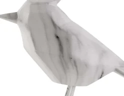 Oiseau en résine blanc effet marbre Origami (Grand modèle)
