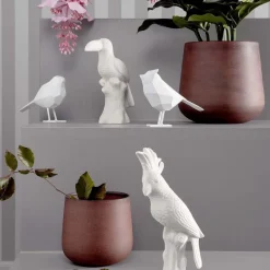 Oiseau en résine mat origami 17cm (Blanc)