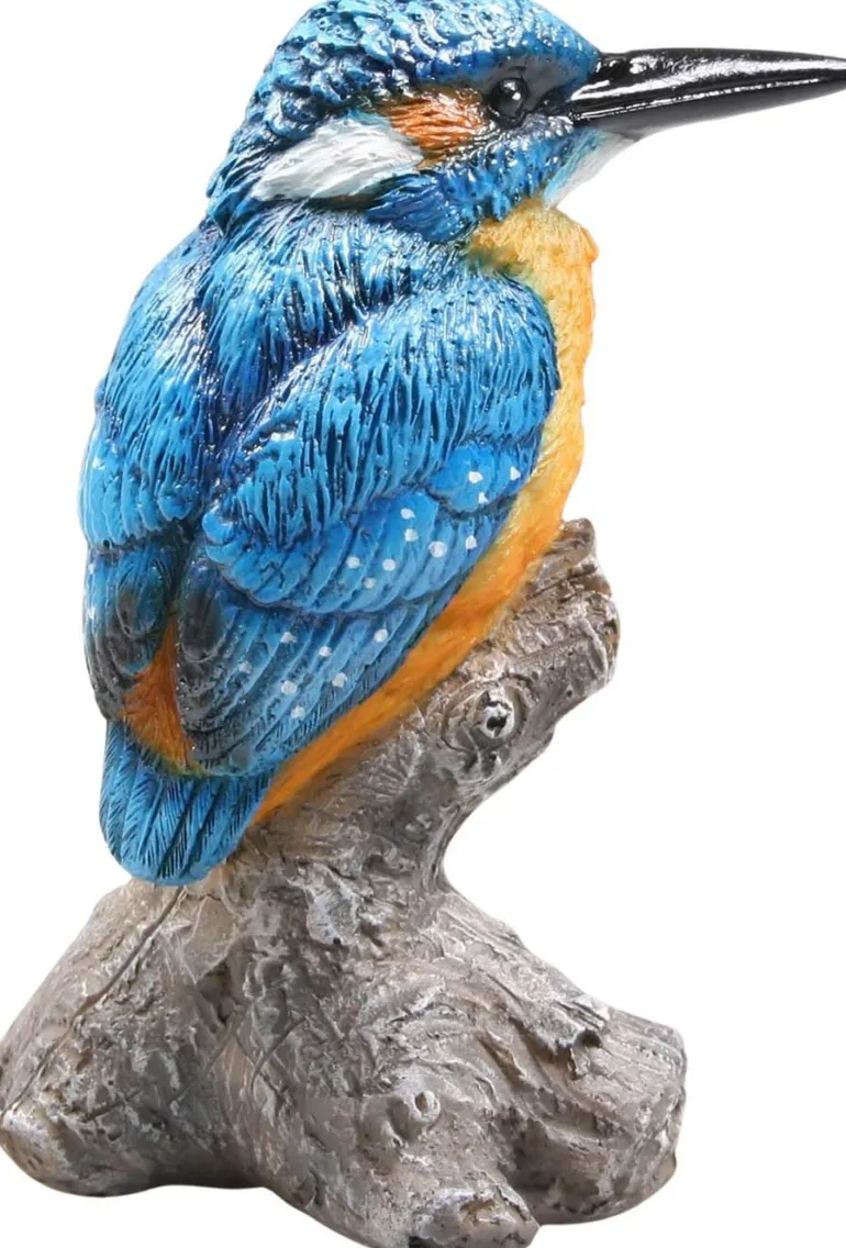 Oiseau martin pêcheur sur tronc en résine (9 x 9 x 15 cm)