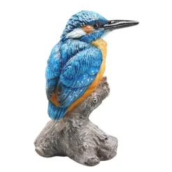 Oiseau martin pêcheur sur tronc en résine (7 x 7 x 11.5 cm)