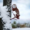 Oiseau sur pique chouette effraie en acier corten