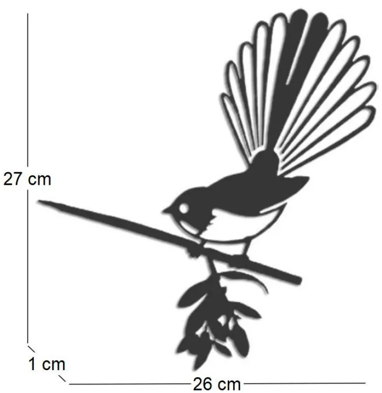 Oiseau sur pique rhipidura en acier corten
