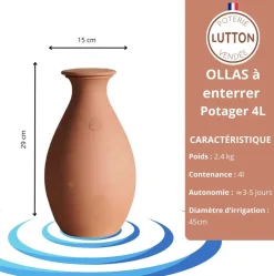Ollas à enterrer en argile Potager (4 litres)
