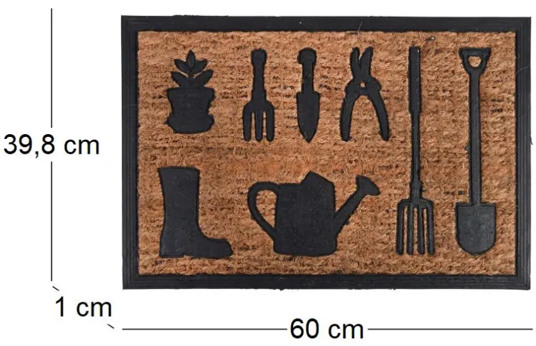 Paillasson coco et caoutchouc 60 x 40 cm (Outils de jardin)
