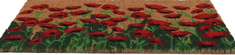 Paillasson en coco et PVC 60 x 40 cm (Coquelicots)