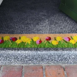 Paillasson en fibre de coco 75 x 25 cm Tulipes