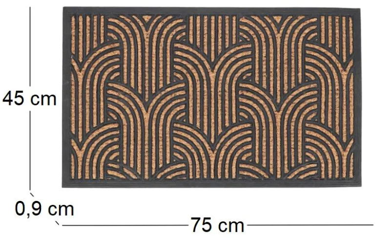 Paillasson en fibres de coco et caoutchouc avec motifs 75 x 45 cm (Art déco)