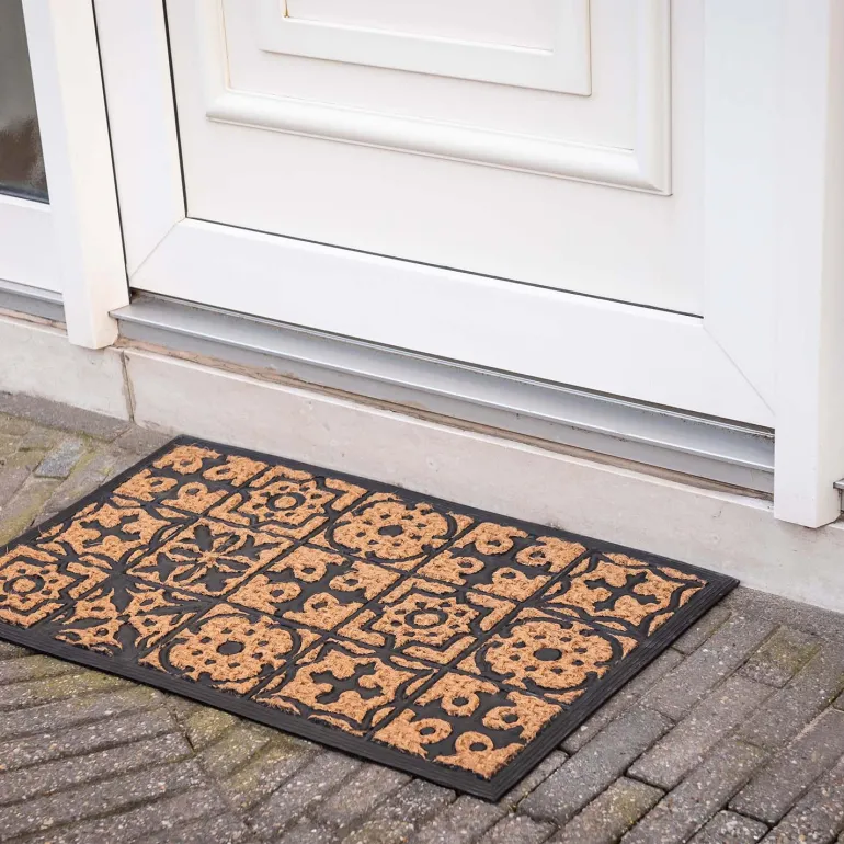 Paillasson en fibres de coco et caoutchouc avec motifs 75 x 45 cm (Mosaique)