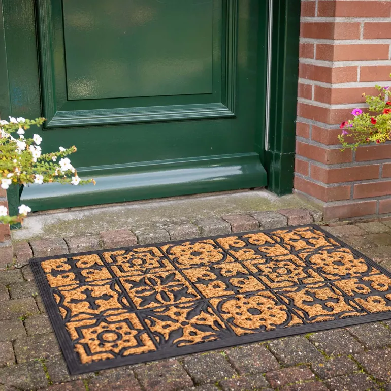 Paillasson en fibres de coco et caoutchouc avec motifs 75 x 45 cm (Mosaique)