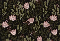Paillasson en fibres de coco floral noir