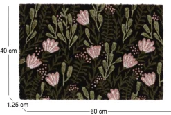 Paillasson en fibres de coco floral noir