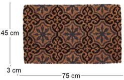 Paillasson en fibres de coco à motifs 75 x 45 cm (Rosettes)