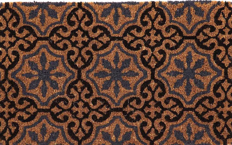 Paillasson en fibres de coco à motifs 75 x 45 cm (Rosettes)