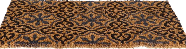 Paillasson en fibres de coco à motifs 75 x 45 cm (Rosettes)