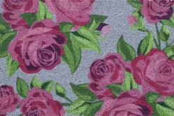 Paillasson en fibres de coco Roses (Fond bleu)