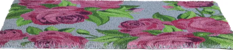 Paillasson en fibres de coco Roses (Fond bleu)