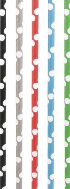 Pailles imprimées fantaisies en papier (Lot de 50) (Pois vifs)