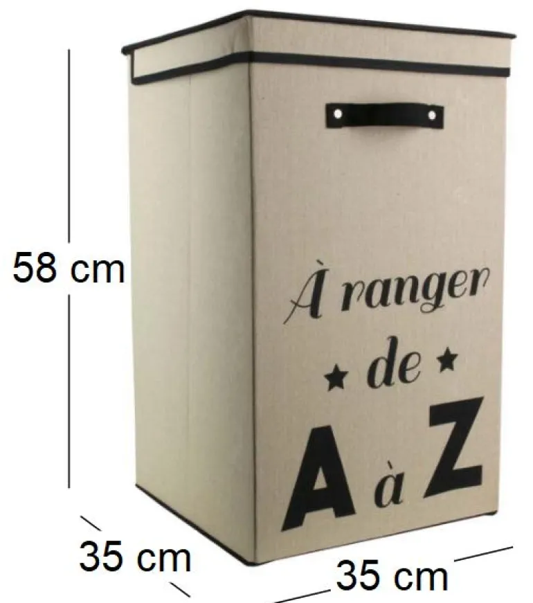 Panier à linge pliable en tissu 70L Famille (Beige)