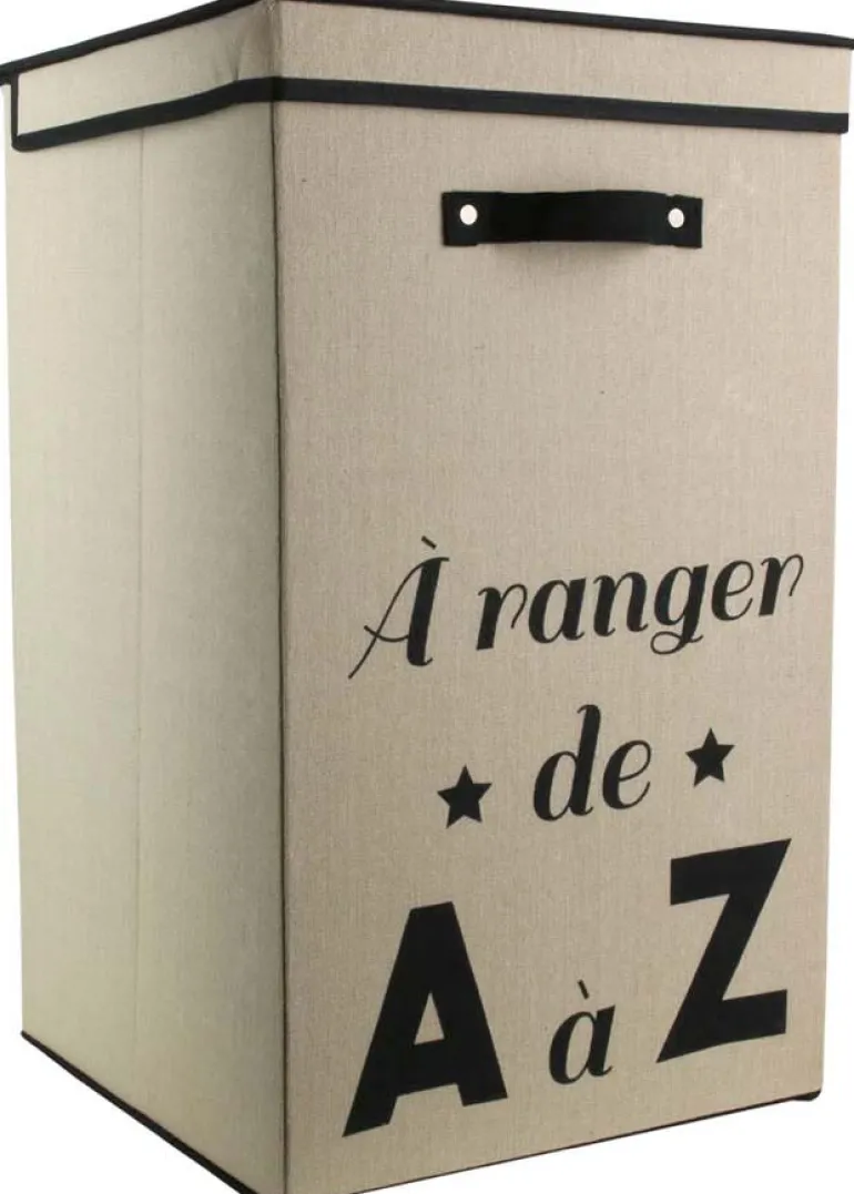 Panier à linge pliable en tissu 70L Famille (Beige)
