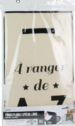 Panier à linge pliable en tissu 70L Famille (Beige)