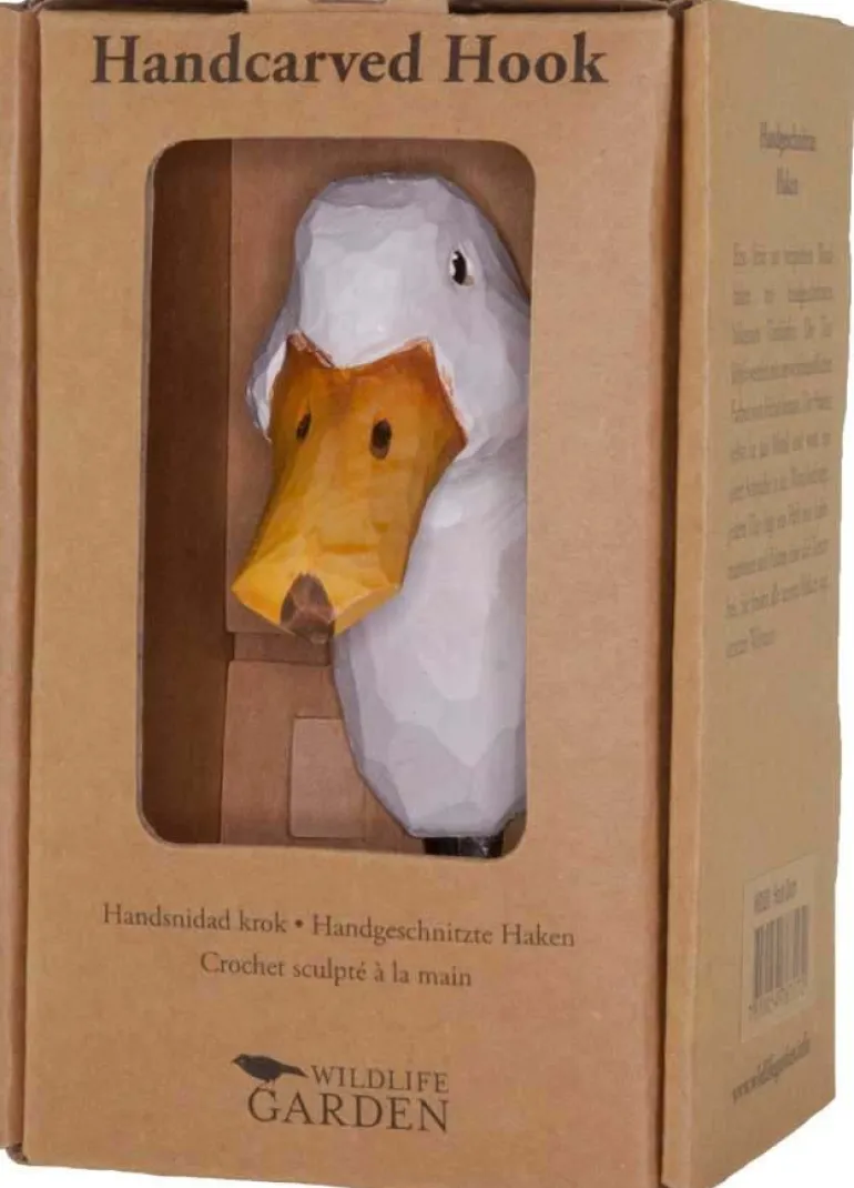 Patère animal en bois sculpté à la main et métal (Canard)