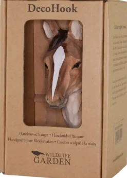 Patère animal en bois sculpté à la main et métal (Cheval pur sang arabe)