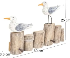 Patère avec oiseaux sur troncs