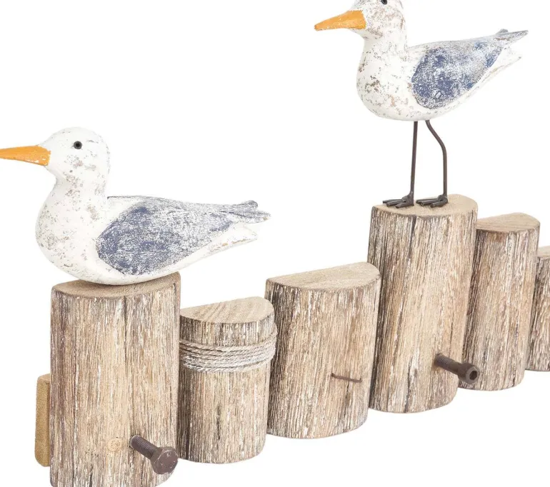 Patère avec oiseaux sur troncs