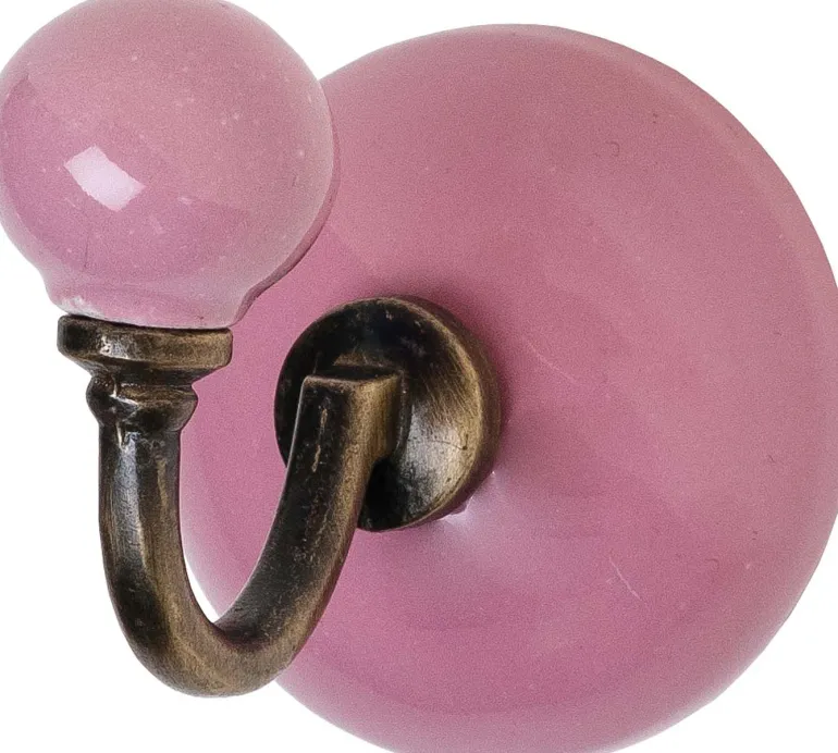 Patère classique ronde en céramique (Rose - Mona)