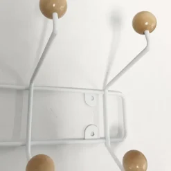 Patère 8 crochets en bois Saturnus (Blanc et bois clair)
