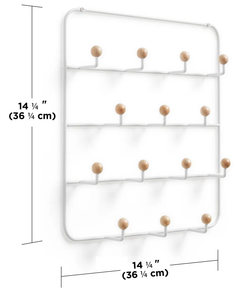 Patère 14 crochets fixation murale ou dessus de porte Estique (Blanc)