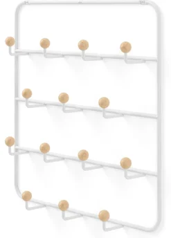 Patère 14 crochets fixation murale ou dessus de porte Estique (Blanc)